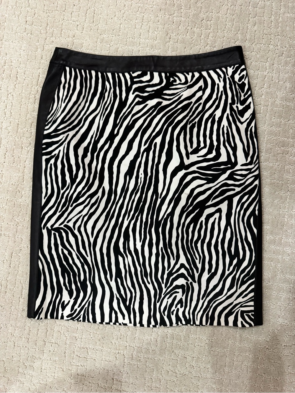 Doncaster Black and White Zebra-Print Pencil Skirt